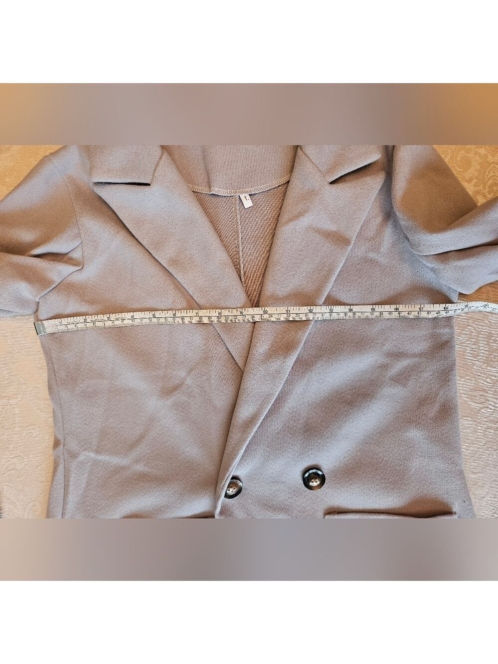 Size Large Chic Women's Lightweight Gray Knit Fabric Trench Coat, New in Bag - Picture 2 of 7